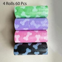 Impressão óssea Dog Poop Bag, Pet Lixo Bag, suprimentos biodegradáveis biodegradáveis, limpeza ao ar livre, 4 Rolls, 60Pcs - Image 5
