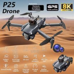 P25 Drone 8K Profissional HD Câmera Dupla Controle Remoto Brushless 360 °   Brinquedos quadricópteros dobráveis para evitar obstáculos inteligentes - Image 1
