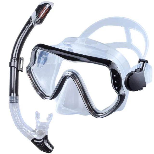 Máscara de Mergulho Profissional com Snorkel Seco para Adultos - Equipamento Panorâmico de Treinamento e Lazer