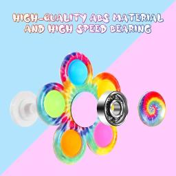Tie Dye Simples Fidget Spinner Pops Dedo Brinquedos Push Bubble Hand Spinner Para TDAH Ansiedade Alívio do Estresse Sensorial Gifs Para Crianças - Image 4