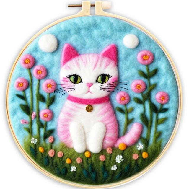 Kit DIY de Chenistory com Suprimentos, Ferramentas e Imagem de Gato - Conjunto de Artesanato para Iniciantes e Presente Criativo