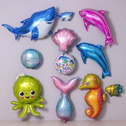 A pequena sereia mar vida tema folha balão barco \ starfish \ tubarão verão mar crianças festa de aniversário decoração do chuveiro do bebê - Image 2