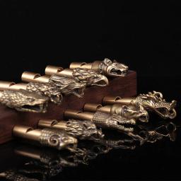 Apito de bronze coppery animais selvagens javali águia leão lobo árbitro ao ar livre assobios chaveiro pingentes decoração 12 zodiac decoração - Image 2