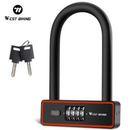 West biking fechaduras de bicicleta em forma de u scooter elétrico cadeado anti-roubo conjunto de cabo de bloqueio mtb estrada ciclismo acessórios da bicicleta - Image 1