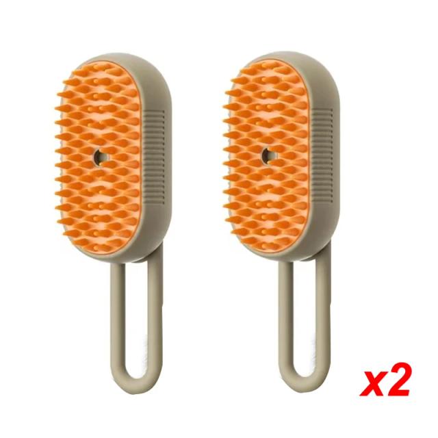 Escova 3 em 1 para Cães e Gatos com Spray a Vapor Rotativo: Ideal para Banho e Depilação - 2 Peças