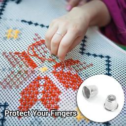 10/1 pçs dedal de costura de metal protetor de dedo para diy artesanato costura dedal protetor boné costura à mão bordado dedo dedal - Image 2
