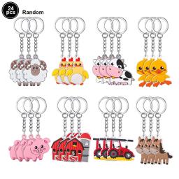 Farm Animal Gift Keychain para Kid, Barnyard Party Favors, Fontes de aniversário, Baby Shower, 24pcs - Image 1