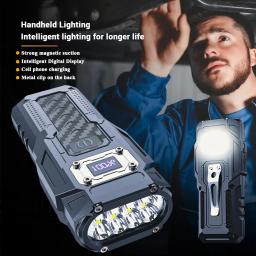 Poderosa lanterna recarregável USB, lanterna de acampamento multifuncional, poderoso magnetismo da cauda, super brilhante, tocha impermeável, banco de potência - Image 5