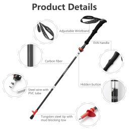 BISINNA 1pcs/2pcs Folding Trekking Polos De Fibra De Carbono Dobrável Telescópica Varas Leve Vara De Caminhada Escalada - Image 2