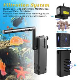 Bomba de filtro de água submersível de baixo nível, filtro de tanque de tartaruga, aquário, tanque de peixes, bomba vertical de aumento de oxigênio, plugue ue 3w - Image 1