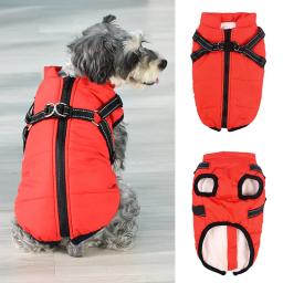 Impermeável grande Pet Dog Jacket com arnês, inverno quente cachorro roupas, casaco Labrador, Big Dog Outfit, Chihuahua, buldogue francês - Image 6