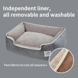 Cama de cachorro macia quadrada, cesta de pelúcia para cães, camas com fundo antiderrapante, lavável, resistente à mordida, camas grandes para cães, tamanho médio, almofada para cães e gatos - Image 5