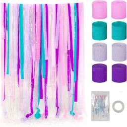Serpentinas De Papel Crepe Rosa Com Franja Pendurada, Cortina De Ouroel, Decorações De Festa, Chuveiro De Bebê, Decoração De Festa De Aniversário, Quente, Rosa, 8 Rolos - Image 5