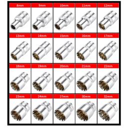 Catraca Soquete Cabeça Set para Vários Modelos, Drive Universal Soquete, 12 Dentes Ponto, Metric Torx Key, Nut Removal Tool, 1/2" - Image 5