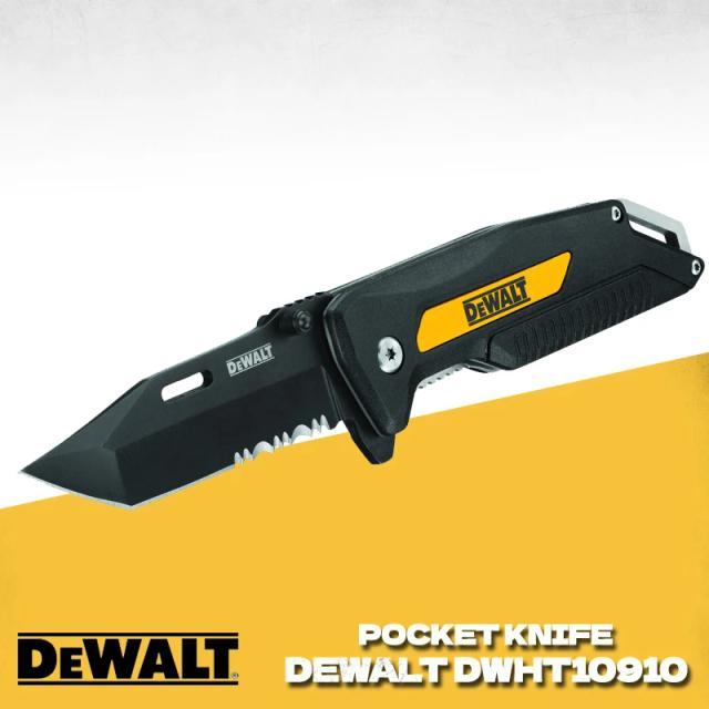 Canivete Dobrável DEWALT com Assistência por Ball-Bearing - Faca Utilitária para Corte de Madeira e Tubulação, Modelo DWHT10910