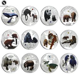 Moeda do Desafio Animais Africanos Ameaçados, Metal, Banhado a Prata, Cristal, Moeda Comemorativa, Presente da Coleção, 1000 kWa - Image 1