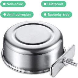 Aço inoxidável Clamp-On bebedor de água para Pet, Food Dish, Hamster, Bird Feeder, Parrot Feeding Bowl, Cage Cup - Image 4