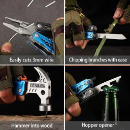 Multifuncional Garra Martelo para Camping ao ar livre, Multi Ferramentas, Faca dobrável, Alicate Multitool, Chave inglesa ajustável, Chave de fenda Bits - Image 5