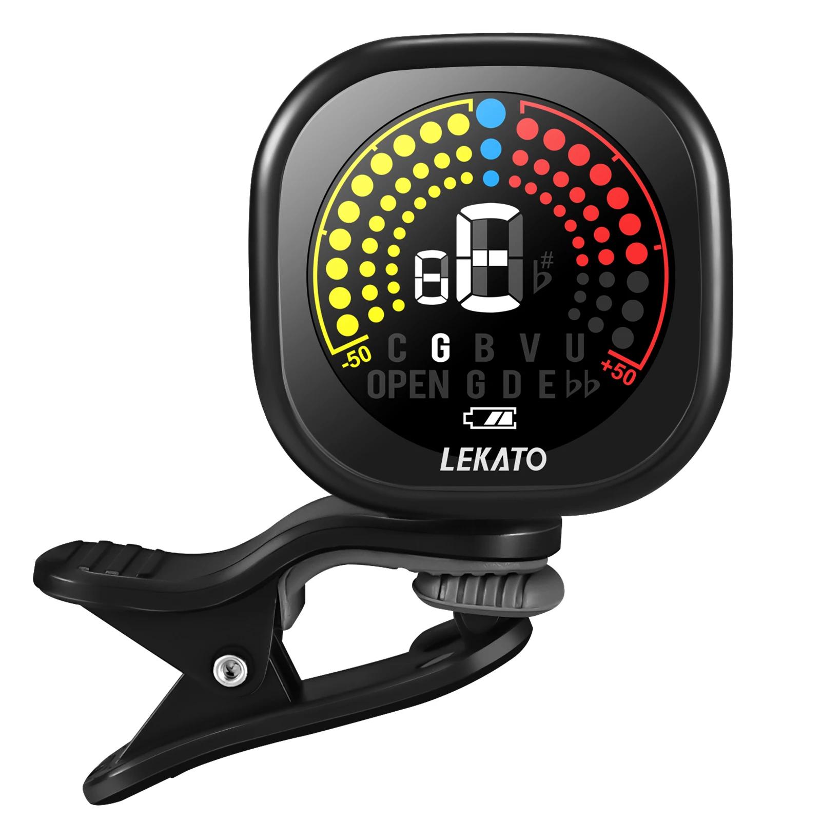 Lekato afinador de guitarra clip-on e recarregável com display colorido led digital cromático para violino ukulele e modos de afinação clip on - Image 1