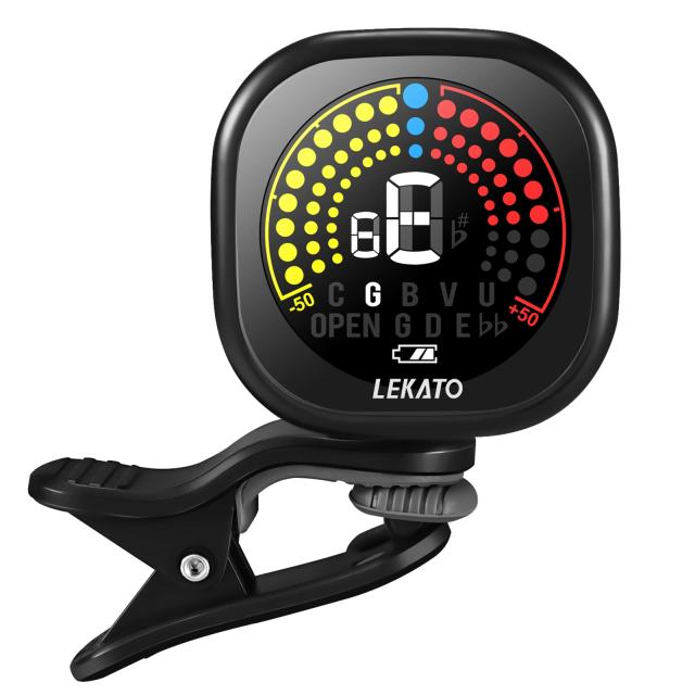 Afinador de Guitarra Recarregável Lekato com Display LED Colorido - Ideal para Violino, Ukulele e Múltiplos Modos de Afinação