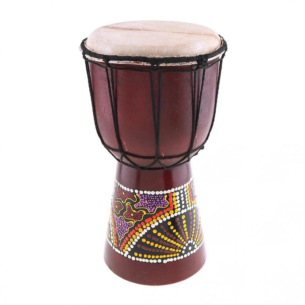 Tambor africano esculpido à mão para instrumento musical, madeira maciça, pele de cabra, Djembe tradicional, 6 em - Image 1