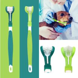 Escova de plástico 3 lados para cão e gato, limpeza dos dentes, mau hálito, tártaro, cuidados dentários, limpeza da boca - Image 1