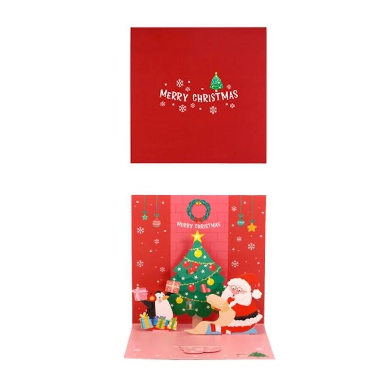 Cartão de natal 3d pop-up cartão para festa de férias do festival cartões feitos à mão para o presente de festa de férias pequenas empresas - Image 1