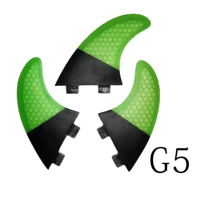 Conjunto de Aletas Bilong FCS G5 para Prancha de Surf Gêmeo Tri Fin em Fibra de Vidro com Núcleo de Desempenho em Carbono - Tamanho M