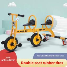 Crianças do jardim de infância tandem trike crianças triciclo criança pedal bicicleta anti deslizamento para quintal/ao ar livre brinquedo carro dupla pessoa scooter - Image 2