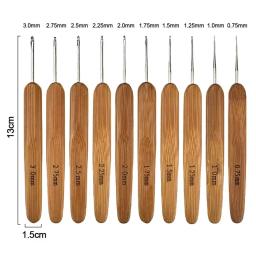 Bambu De Madeira Handle Crochet Ganchos, Agulhas de Tecer Ergonômico, Craft DIY Costura Ferramenta, 0.75mm, 1.0mm, 1.25mm, 1.5mm, 1.75mm, 2.0mm, 2.25mm, 2.5mm, 2,75 milímetros, 3,0 milímetros - Image 6