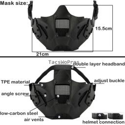 Airsoft meia máscara facial respirável malha de aço proteção paintball máscaras faciais combate tático wargame capacete máscara para capacete rápido - Image 3