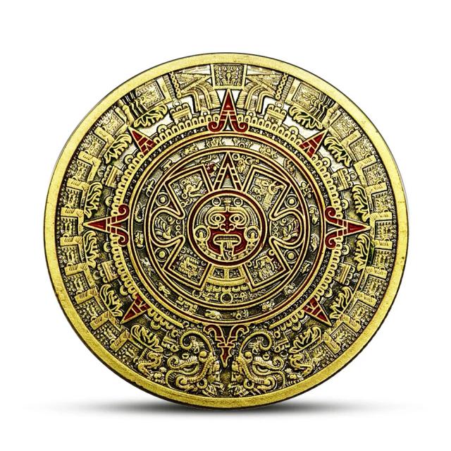 Coleção de Ouro Asteca: Dragão, Calendário, Moedas Comemorativas e Presentes Artesanais do México Maia