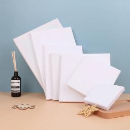 Artista quadrado branco em branco lona esticada para pintura a óleo, tinta a óleo aquarela acrílica com moldura de madeira, como primer - Image 1