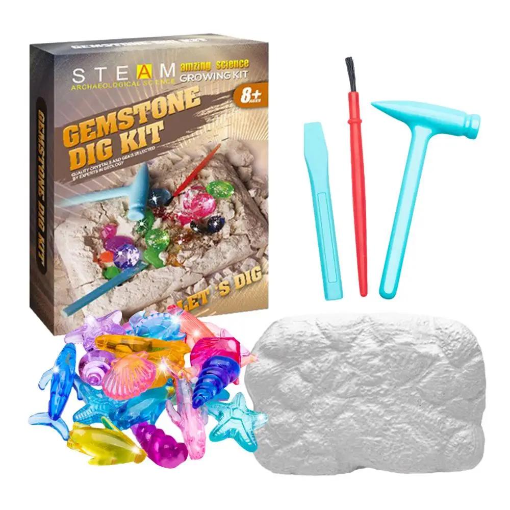 Kits de escavação de pedras preciosas para crianças, brinquedo educacional, mineração de cristal, arqueologia, escavação de pedras preciosas, presentes de aprendizagem de haste para crianças - Image 1