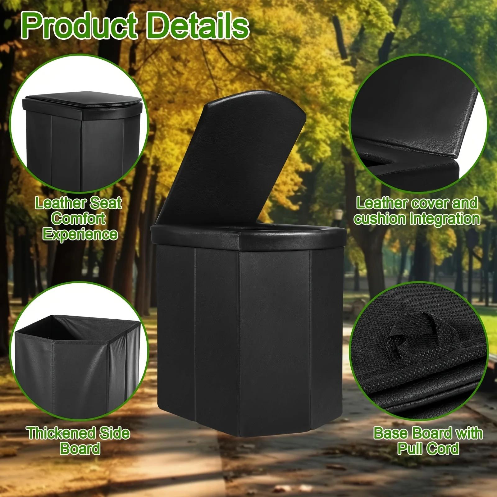 Vaso sanitário portátil para acampamento, vaso sanitário portátil para adultos, vaso sanitário dobrável para viagem de acampamento com tampa, fácil instalação - Image 1