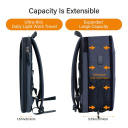 Mochila para laptop de 14 polegadas, fina, expansível, compartimento independente para computador de grande capacidade, anti-respingo, à prova de choque, anti-arranhões, - Image 5