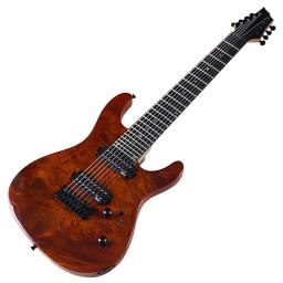 24 trastes guitarra elétrica 8 cordas instrumentos musicais 39 Polegada árvore burl pele superior sólido okoume corpo de madeira nova chegada - Image 2