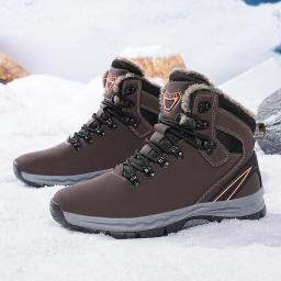 Sapatos de caminhada masculinos de alta qualidade novo inverno casual anti deslizamento quente sola grossa sapatos de algodão alta superior confortável botas de neve de pelúcia - Image 6