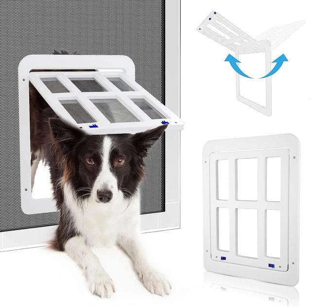 Porta Deslizante Atuban-Dog com Fecho Magnético para Cães e Gatos - Instalação Fácil na Cor Branca, Medidas 11x13""