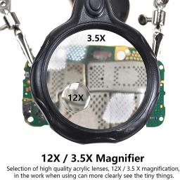 Ferro De Solda Elétrico Com Luz LED, Mesa De Solda, Lupa, Clipes Fixos, Ferramenta De Reparo De Solda, 3.5X, 12X - Image 4