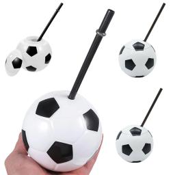 Futebol Ball Cup com canudos e tampas, Copo reutilizável, Copa do esporte infantil, Tema de futebol, Fontes do partido de aniversário, Meninos Presentes Favor, 4-30Pcs - Image 1