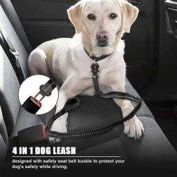 Choque reflexivo absorvendo pet trelas com cinto de segurança de carro para cães grandes, Heavy Duty, trela tática do cão Bungee, sem tração - Image 3