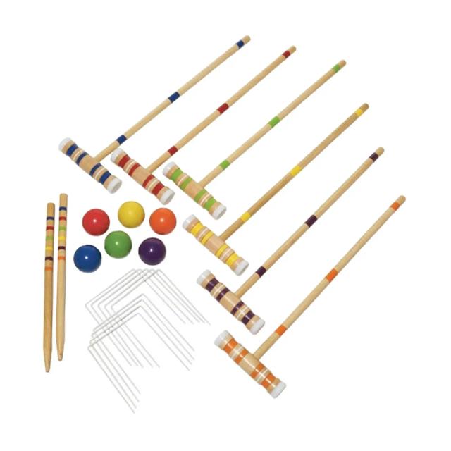 Conjunto de Jogo de Croquet para Gramado com 2 Banco de Referência - Diversão em Família para Jogos ao Ar Livre