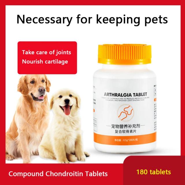 Suplemento Nutricional para Pets com Glucosamina e Condroitina - 180 Comprimidos para Filhotes, Cães e Gatos Idosos e Meia-Idade