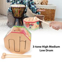 Desenhos animados de madeira tambor octogonal, alto médio baixo tambor, mão tambores, E-Beginner percussão ritmo instrumento, 3 Tom - Image 5