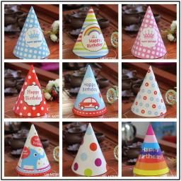 10 pçs bebê criança arco-íris festa de aniversário chapéu chlid coroa decoração boné de papel padrão dos desenhos animados festival colorido chapéu de aniversário - Image 3