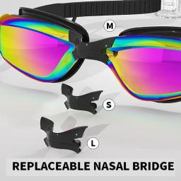 Óculos de natação ajustáveis com tampões e clipe de nariz, óculos de silicone HD profissionais impermeáveis, anti-nevoeiro, para adultos - Image 3