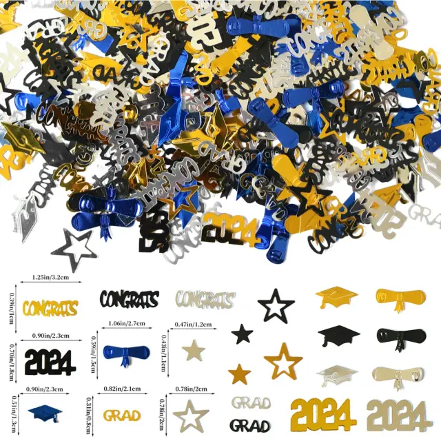 Decoração de Festa de Graduação 2024: Confete de Lantejoula, Copo de Vinho, Chapéu Médico e Mesa Scatter 15g 