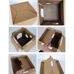 Casa de papelão destacável para gatos com coçar almofadas, arranhões de gato de camada dupla, cama lounge, papelão ondulado - Image 5