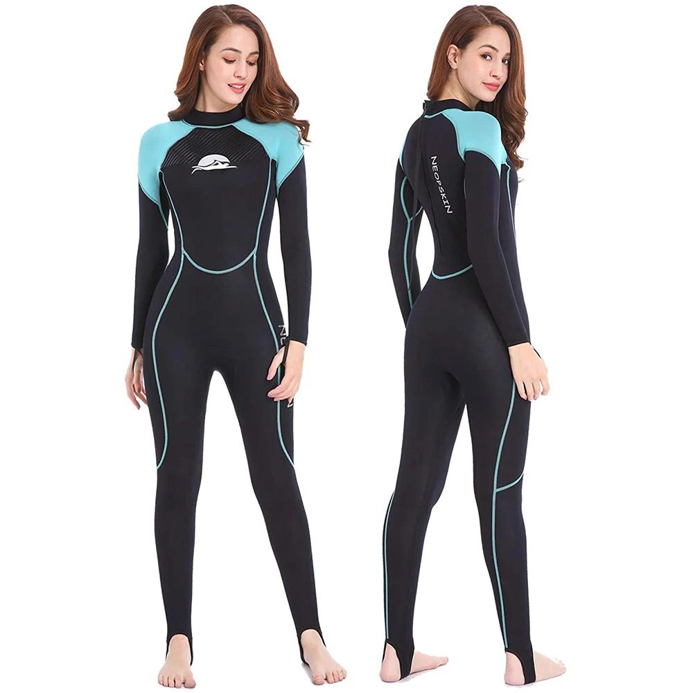 Ternos molhados de neoprene de 2mm das mulheres wetsuit de corpo inteiro para mergulho snorkeling surf natação canoagem em água fria cinta de zíper de volta - Image 1